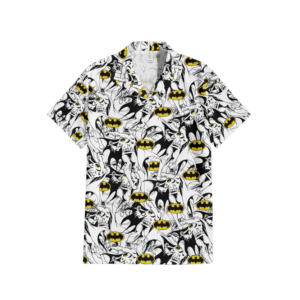 batman in action comic style button shirt