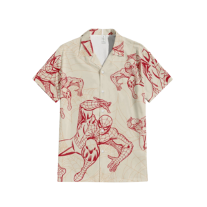 spider-man comic style button up shirt